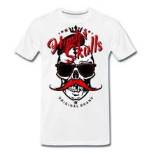Charger l'image dans la galerie, Homme T-Shirt Tête de mort hipster skull crâne à moustache couronne mutinous - blanc