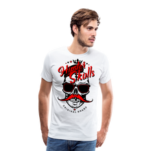 Charger l'image dans la galerie, Homme T-Shirt Tête de mort hipster skull crâne à moustache couronne mutinous - blanc