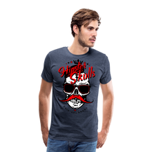 Charger l'image dans la galerie, Homme T-Shirt Tête de mort hipster skull crâne à moustache couronne mutinous - bleu chiné