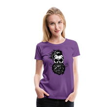 Charger l'image dans la galerie, Femme T-Shirt Tête de mort hipster skull crâne barbe moustache signe - violet