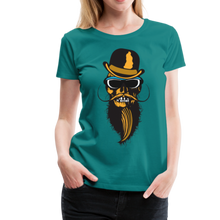 Charger l'image dans la galerie, Femme T-Shirt Tête de mort hipster skull crâne barbe chapeau melon bowler - bleu diva