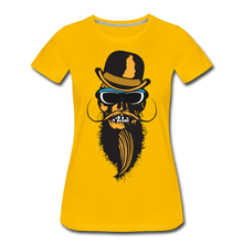 Charger l'image dans la galerie, Femme T-Shirt Tête de mort hipster skull crâne barbe chapeau melon bowler - jaune soleil