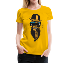 Charger l'image dans la galerie, Femme T-Shirt Tête de mort hipster skull crâne barbe chapeau melon bowler - jaune soleil