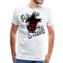 Charger l'image dans la galerie, Homme T-Shirt hipster skull crâne de diable Tête de mort moustachu dragon tribal daemon - blanc