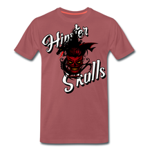 Charger l'image dans la galerie, Homme T-Shirt hipster skull crâne de diable Tête de mort moustachu dragon tribal daemon - bordeaux délavé