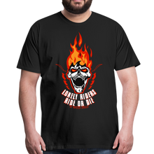 Charger l'image dans la galerie, Homme T-Shirt hipster skull tete de mort crane en feu motorcycle style lonely - noir