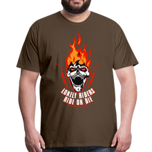 Charger l'image dans la galerie, Homme T-Shirt hipster skull tete de mort crane en feu motorcycle style lonely - marron bistre