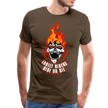 Charger l'image dans la galerie, Homme T-Shirt hipster skull tete de mort crane en feu motorcycle style lonely - marron bistre
