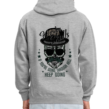 Charger l'image dans la galerie, Sweat-shirt contraste hipster skull keep going - gris chiné/bleu marine