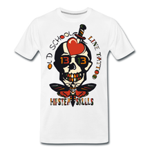 Charger l'image dans la galerie, Homme T-shirt old school hipster skulls crane tete de mort tattoo line - blanc