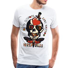 Charger l'image dans la galerie, Homme T-shirt old school hipster skulls crane tete de mort tattoo line - blanc