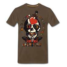 Charger l'image dans la galerie, Homme T-shirt old school hipster skulls crane tete de mort tattoo line - marron bistre