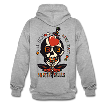 Charger l'image dans la galerie, Sweat-shirt contraste old school hipster skulls crane tete de mort tattoo line - gris chiné/bleu marine