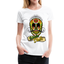 Charger l'image dans la galerie, Femme T-Shirt tete de mort mexicaine hipster skull crane mexican banderole moustache sweet - blanc