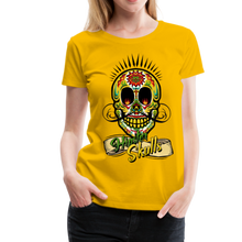 Charger l'image dans la galerie, Femme T-Shirt tete de mort mexicaine hipster skull crane mexican banderole moustache sweet - jaune soleil