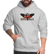 Charger l'image dans la galerie, Sweat-shirt à capuche unisexe old school hipster skulls crane tete de mort tattoo line - gris clair chiné