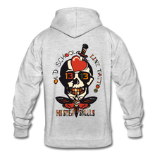 Charger l'image dans la galerie, Sweat-shirt à capuche unisexe old school hipster skulls crane tete de mort tattoo line - gris clair chiné