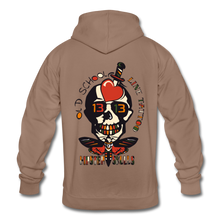 Charger l'image dans la galerie, Sweat-shirt à capuche unisexe old school hipster skulls crane tete de mort tattoo line - moka