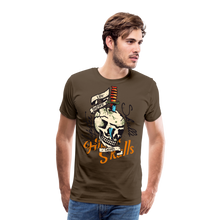 Charger l'image dans la galerie, Homme T-Shirt old school tete de mort dague crane life death before - marron bistre