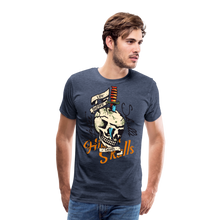 Charger l'image dans la galerie, Homme T-Shirt old school tete de mort dague crane life death before - bleu chiné