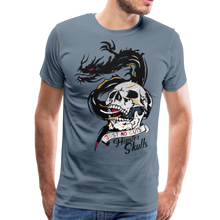 Charger l'image dans la galerie, Homme T-Shirt dragon tribal tete de mort crane hipster skulls juste no guts - gris bleu
