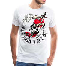 Charger l'image dans la galerie, Homme T-Shirt tete de mort crane hipster skull dague coeur banderole old school from death to life - blanc