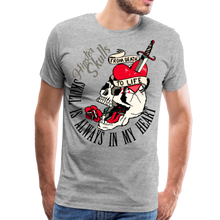 Charger l'image dans la galerie, Homme T-Shirt tete de mort crane hipster skull dague coeur banderole old school from death to life - gris chiné