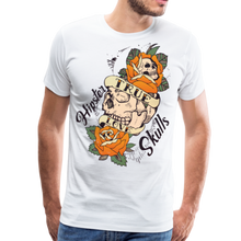 Charger l'image dans la galerie, Homme T-Shirt tête de mort hipster skull old school crane fleur rose true love - blanc