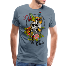 Charger l'image dans la galerie, Homme T-shirt tete de mort tattoo old school dague serpent tomorrow may never come - gris bleu