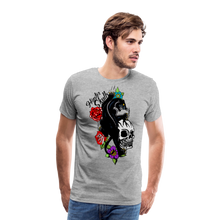 Charger l'image dans la galerie, Homme T-Shirt hipster skulls tete de mort rose crane tattoo panthere - gris chiné