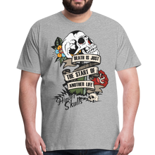 Charger l'image dans la galerie, Homme T-Shirt tete de mort death just crane start life tombe rose hipster citation another - gris chiné