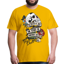 Charger l'image dans la galerie, Homme T-Shirt tete de mort death just crane start life tombe rose hipster citation another - jaune soleil