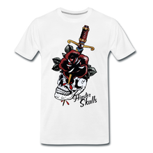 Charger l'image dans la galerie, Homme T-Shirt tete de mort crane old school dague rose blood - blanc