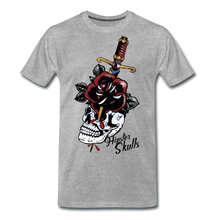 Charger l'image dans la galerie, Homme T-Shirt tete de mort crane old school dague rose blood - gris chiné