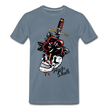 Charger l'image dans la galerie, Homme T-Shirt tete de mort crane old school dague rose blood - gris bleu
