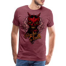 Charger l'image dans la galerie, Homme T-shirt diable tete de mort crane lucifer skull hipster moustache time 2 - rouge bordeaux chiné