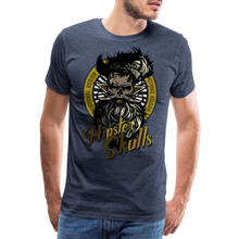 Charger l'image dans la galerie, Homme T-Shirt hipster skull crâne Tête de mort barbu et moustachu leader master 3 - bleu chiné