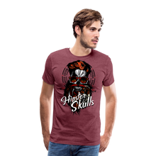 Charger l'image dans la galerie, Homme T-Shirt hipster skull barbe et moustache Tête de mort lunettes de soleil crâne fire 2 - rouge bordeaux chiné