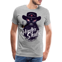 Charger l'image dans la galerie, Homme T-Shirt Tête de mort hipster skull crâne barbe et moustache wrangler 2 - gris chiné