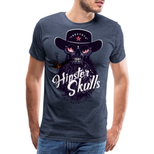 Charger l'image dans la galerie, Homme T-Shirt Tête de mort hipster skull crâne barbe et moustache wrangler 2 - bleu chiné