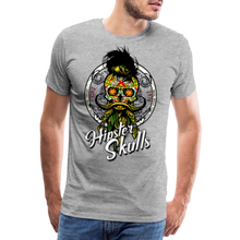 Charger l'image dans la galerie, Homme T-Shirt Tête de mort mexicaine hipster skull crâne à barbe et moustache mega stars celebrity 3 - gris chiné