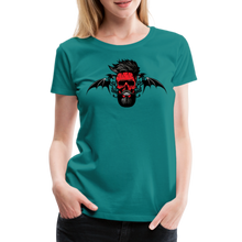 Charger l'image dans la galerie, Femme T-Shirt dragon tribal Tête de mort hipster skull crâne barbu tribalisme - bleu diva