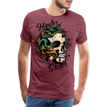 Charger l'image dans la galerie, Homme T-Shirt tete de mort old school hipster skulls serpent crane hydre - rouge bordeaux chiné
