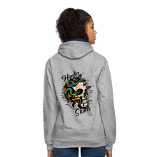 Charger l'image dans la galerie, Sweat-shirt contraste tete de mort old school hipster skulls serpent crane hydre - gris chiné/bleu marine