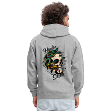 Charger l'image dans la galerie, Sweat-shirt contraste tete de mort old school hipster skulls serpent crane hydre - gris chiné/bleu marine