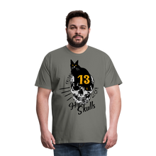 Charger l'image dans la galerie, Homme T-shirt chat noir tete de mort crane tattoo lucky friday numéro 13 - asphalte
