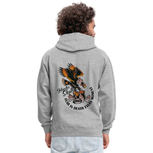 Charger l'image dans la galerie, Sweat-shirt contraste hipster skulls tete de mort vautour fear death every moment - gris chiné/bleu marine