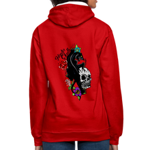 Charger l'image dans la galerie, Sweat-shirt contraste hipster skulls tete de mort rose crane tattoo panthere - rouge/blanc
