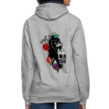 Charger l'image dans la galerie, Sweat-shirt contraste hipster skulls tete de mort rose crane tattoo panthere - gris chiné/bleu marine