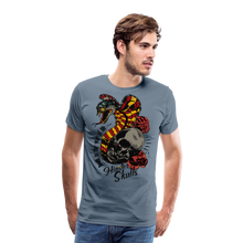 Charger l'image dans la galerie, Homme T-shirt Tete de mort mort hipster skulls death way life cobra - gris bleu